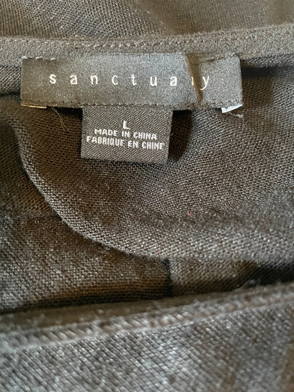 Sanctuary Black Long Sleeve Linen V-Neck Blouse with Tie Sleeves Size Large - Picture 2 of 7